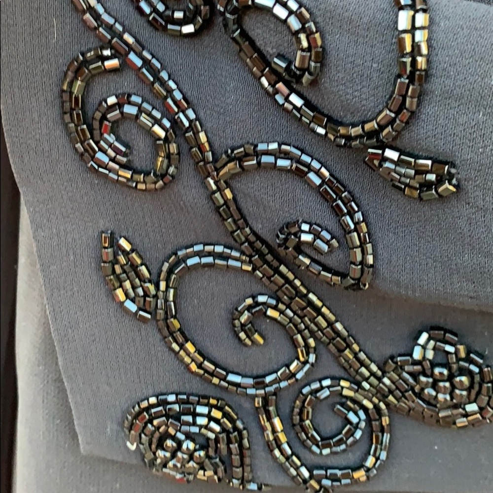 Liz Claiborne Black Beaded Trim V-neck Blouse Top - Picture 5 of 11